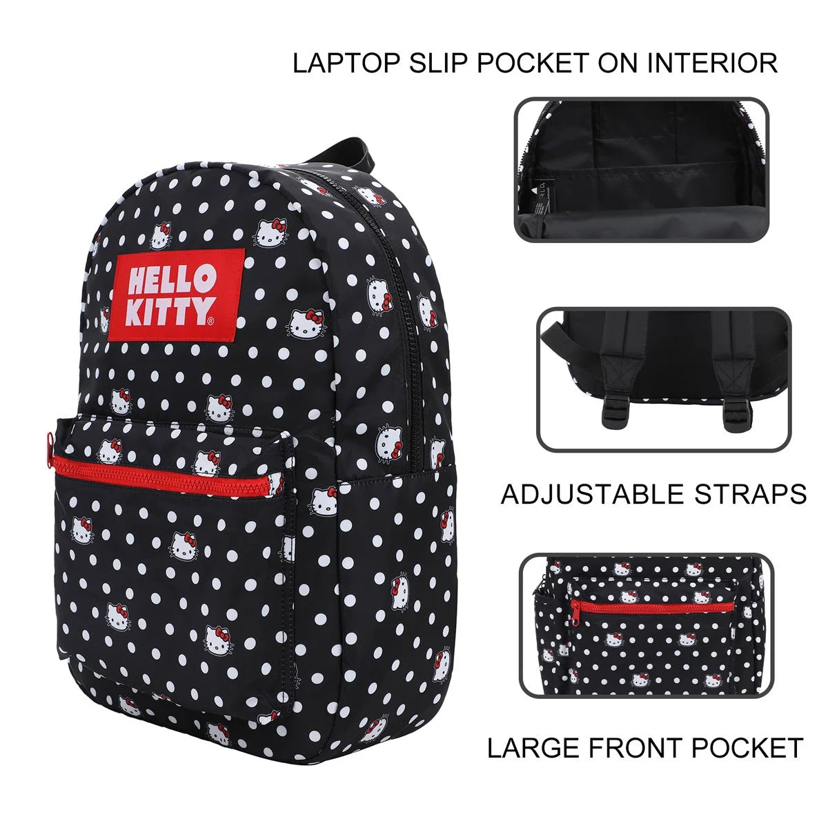 Sanrio Hello Kitty Polka Dot All Over Print Travel Backpack