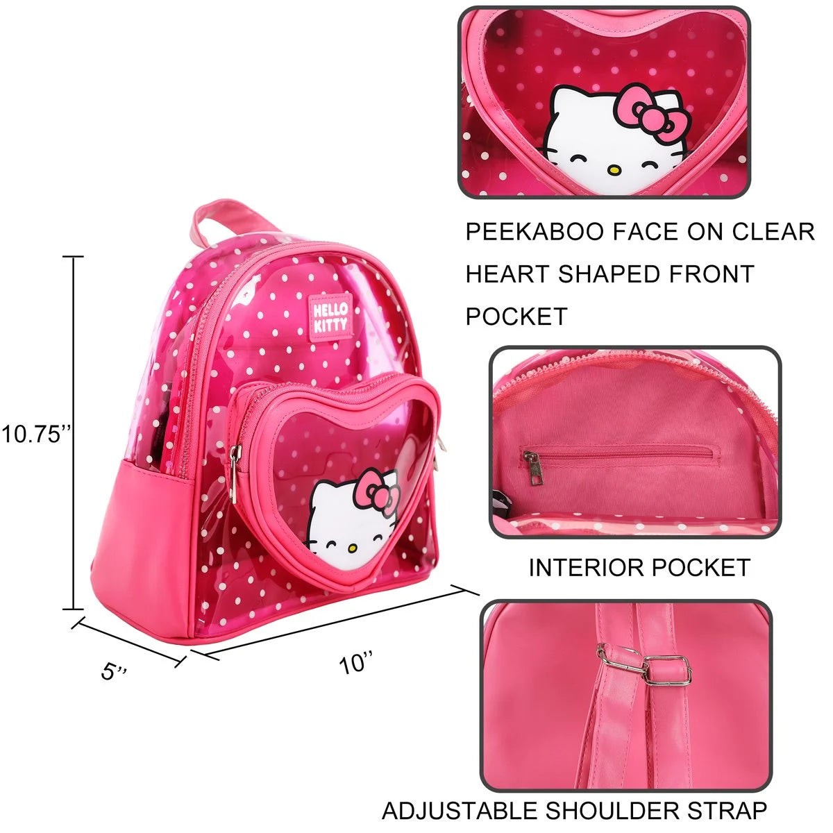 Sanrio Hello Kitty Polka Dot Peek-A-Boo Mini-Backpack